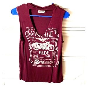 Maroon v-neck top with built in choker